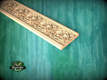 Load image into Gallery viewer, Intricate Celtic Knot Wood Moulding – Wood Carved Design, 40", 1 pc, Unpainted, Baguette