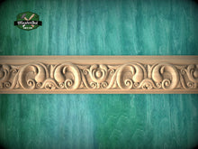 Load image into Gallery viewer, Opulent Scrolls and Waves - Baroque Style Carved Wood Molding, 40" Elegant Wood Detail, 1 pc, Unpainted, Carved Baguette