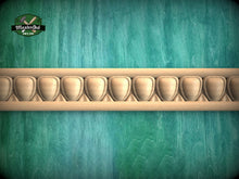 Load image into Gallery viewer, Contoured Shield Pattern Molding - Symmetrical Wood Elegance, 40" Classic & Modern Decor, 1 pc, Unpainted, Shield-Shaped Carved Baguette