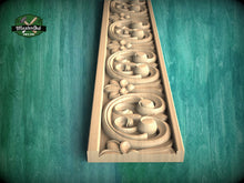 Load image into Gallery viewer, Wooden Moulding with Botanical Motif - Classic Rococo Flourish Style , 40" Classic & Modern Decor, 1 pc, Unpainted, Wood Carved Baguette