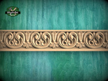 Load image into Gallery viewer, Wooden Moulding with Botanical Motif - Classic Rococo Flourish Style , 40" Classic & Modern Decor, 1 pc, Unpainted, Wood Carved Baguette