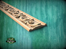 Load image into Gallery viewer, Acanthus Whirl Moulding - Classical Elegance in Wood, 40" Swirl Acanthus Leaf, 1 pc, Unpainted, Baguette