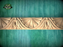 Load image into Gallery viewer, Sweeping Drapery Effect Wood Moulding - Sophisticated Home Detail, 40" Elegant Wood Detail, 1 pc, Unpainted, Carved Baguette