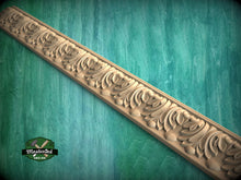 Load image into Gallery viewer, Opulent Foliage Rhythm Molding - Sophisticated Wood Detail, 40" Elegant Wood Detail, 1 pc, Unpainted, Carved Baguette