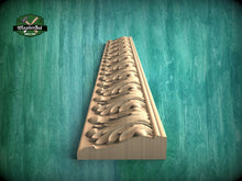 Load image into Gallery viewer, Opulent Foliage Rhythm Molding - Sophisticated Wood Detail, 40" Elegant Wood Detail, 1 pc, Unpainted, Carved Baguette