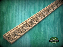 Load image into Gallery viewer, Opulent Foliage Rhythm Molding - Sophisticated Wood Detail, 40" Elegant Wood Detail, 1 pc, Unpainted, Carved Baguette