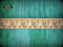 Load image into Gallery viewer, Opulent Foliage Rhythm Molding - Sophisticated Wood Detail, 40" Elegant Wood Detail, 1 pc, Unpainted, Carved Baguette