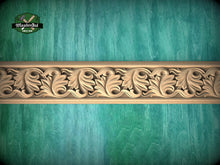 Load image into Gallery viewer, Elegant Leaf Waltz Wood Moulding - Artistic Carved Detail for Rustic and Classic Decor, 40" Ornate molding panel, Carved wooden Baguette