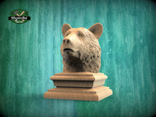 Load image into Gallery viewer, Black Bear Wooden Finial for Staircase Newel Post, Black Bear finial bed post, Black Bear statue of wood, Wooden Black Bear statue cap