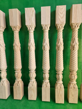Load image into Gallery viewer, Wooden baluster for the stairs or balustrade, carved banister of wood, stair balusters, Custom size wood balusters for stairs