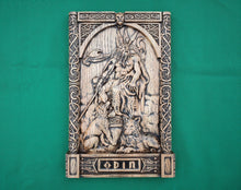 Load image into Gallery viewer, God ODIN on the throne , Scandinavian God, Celtic wood carving, Viking carving, wooden carving