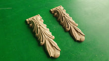 Load image into Gallery viewer, Decorative Carved Wooden Corbels Unpainted, Set 2pc, Home Wall Embellishments, wood onlays, wood wall art decor