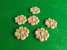 Load image into Gallery viewer, Flower decor of wood, Unpainted, 6 pieces, Home Wall Embellishments, wood onlays, wood wall art decor