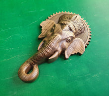 Load image into Gallery viewer, Wooden Lord Ganesha Head Wall Hanging ,Ganesha Elephant Head, Wood carving