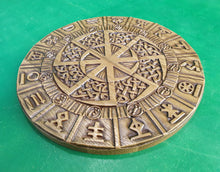 Load image into Gallery viewer, Slavic amulet Kolovrat in the rune circle, Wall art, Wall decor, Wall hanging