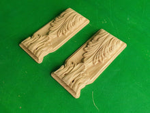Load image into Gallery viewer, Decorative Carved Wooden Corbels Unpainted, Set 2pc, Home Wall Embellishments, wood onlays, wood wall art decor