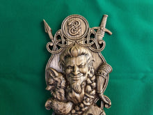 Load image into Gallery viewer, Loki God sculpture made of Wood, Home altar, heathen god and goddess altar mythology wood sculpture Scandinavian gods