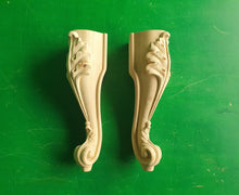 Load image into Gallery viewer, Pair of Beautiful Carved Legs, Set 2pc, classic style legs, baroque legs, wooden legs, queen anne style
