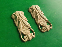 Load image into Gallery viewer, Carved Wooden Corbels Unpainted, Set 2pc, Home Wall Embellishments, wood onlays, wood wall art decor