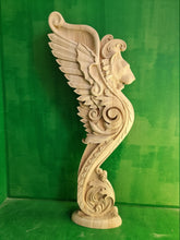 Load image into Gallery viewer, Lion carved post for stairs, Lion wooden sculpture, Lion statue, Lion First baluster Lion, Lion pillar, Custom size wooden balusters