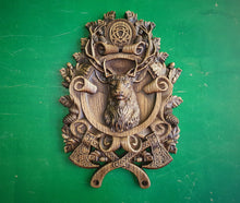 Load image into Gallery viewer, Celtic Deer, Celtic wood carving, Viking carving, Celtic Lord Of Woods, Wall art, Wall decor, Wall hanging
