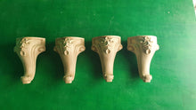 Load image into Gallery viewer, Carved Cabriole Legs, Set 4pc, for the cupboard, baroque Style, wooden legs, furniture leg