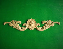 Load image into Gallery viewer, Wooden onlay, carved flower, horizontal decor, carved decoration of wood, wooden onlay, wall hanging