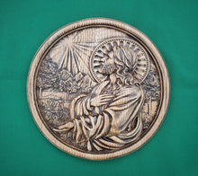 Load image into Gallery viewer, Jesus praying, wood painting in the round frame, wall hanging religious panno, religious gift