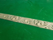 Load image into Gallery viewer, Leaf bagette of wood, 40" Carved wooden Baguette, Carved timber unfinished wood trim moulding corner piece for craft woodwork projects