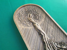 Load image into Gallery viewer, The Girl in the Tree, wooden carving, wall hangign, wall panno, gift for her