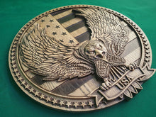 Load image into Gallery viewer, USA Eagle made of wood, Coat of Arms of USA, american flag with eagle, Wall hanging carved wood painting