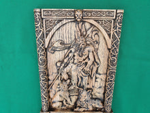 Load image into Gallery viewer, God ODIN on the throne , Scandinavian God, Celtic wood carving, Viking carving, wooden carving