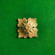 Load image into Gallery viewer, Pair of Carved Rosettes Unpainted, Set of 2pcs, Home Wall Embellishments, wood onlays, wood wall art decor