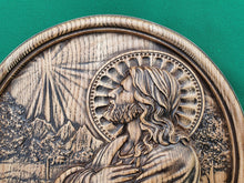 Load image into Gallery viewer, Jesus praying, wood painting in the round frame, wall hanging religious panno, religious gift