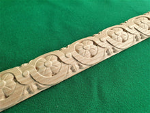 Load image into Gallery viewer, Carved Molding of wood, 40" Carved wooden Baguette, Carved timber unfinished wood trim moulding corner piece for craft woodwork projects