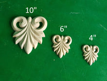 Load image into Gallery viewer, Carved Leaf of wood, Unpainted, 1 piece, Home Wall Embellishments, wood onlays, wood wall art decor
