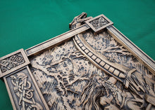 Load image into Gallery viewer, Thor statue, Ragnarok, Mjollnir, norse gods, wood carving altar heathen asatru viking god and goddes sculpture wooden scandinavian pantheon