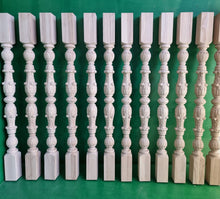 Load image into Gallery viewer, Carved balustrade of wood, carved banister of wood, stair balusters, Custom size wood balusters for stairs