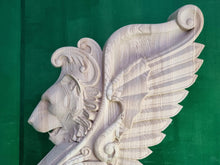 Load image into Gallery viewer, Lion carved post for stairs, Lion wooden sculpture, Lion statue, Lion First baluster Lion, Lion pillar, Custom size wooden balusters