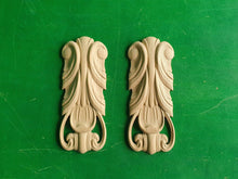 Load image into Gallery viewer, Carved Wooden Corbels Unpainted, Set 2pc, Home Wall Embellishments, wood onlays, wood wall art decor