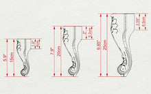 Load image into Gallery viewer, Pair of Beautiful Carved Legs, Set 2pc, classic style legs, baroque legs, wooden legs, queen anne style