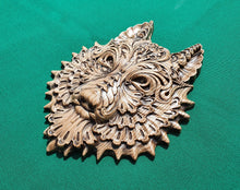 Load image into Gallery viewer, Carved Wolf, Celtic wood carving, Viking carving, Celtic art, Wall art, Wall decor, Wall hanging