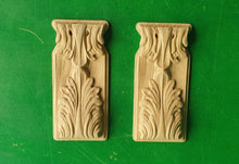 Load image into Gallery viewer, Decorative Carved Wooden Corbels Unpainted, Set 2pc, Home Wall Embellishments, wood onlays, wood wall art decor