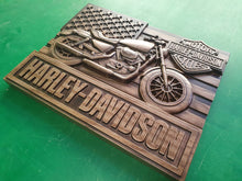 Load image into Gallery viewer, Harley-Davidson carved painting, carved wood panno, Gift for biker, presonalised
