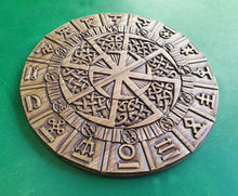 Load image into Gallery viewer, Slavic amulet Kolovrat in the rune circle, Wall art, Wall decor, Wall hanging