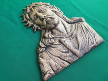 Load image into Gallery viewer, Jesus in a wreath,  wall hanging religion panno, home altar catholic