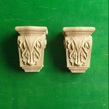 Load image into Gallery viewer, Carved Decorative Wooden Corbel Pair, Antique Wood Shelf Bracket, Cornice Corbel Entablature