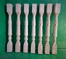 Load image into Gallery viewer, Wooden baluster for the stairs or balustrade, carved banister of wood, stair balusters, Custom size wood balusters for stairs