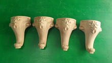 Load image into Gallery viewer, Carved Cabriole Legs, Set 4pc, for the cupboard, baroque Style, wooden legs, furniture leg