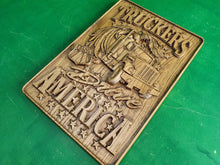 Load image into Gallery viewer, Truckers Drive America, carved painting of wood, gift for truckers
